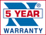 5 Year Warranty